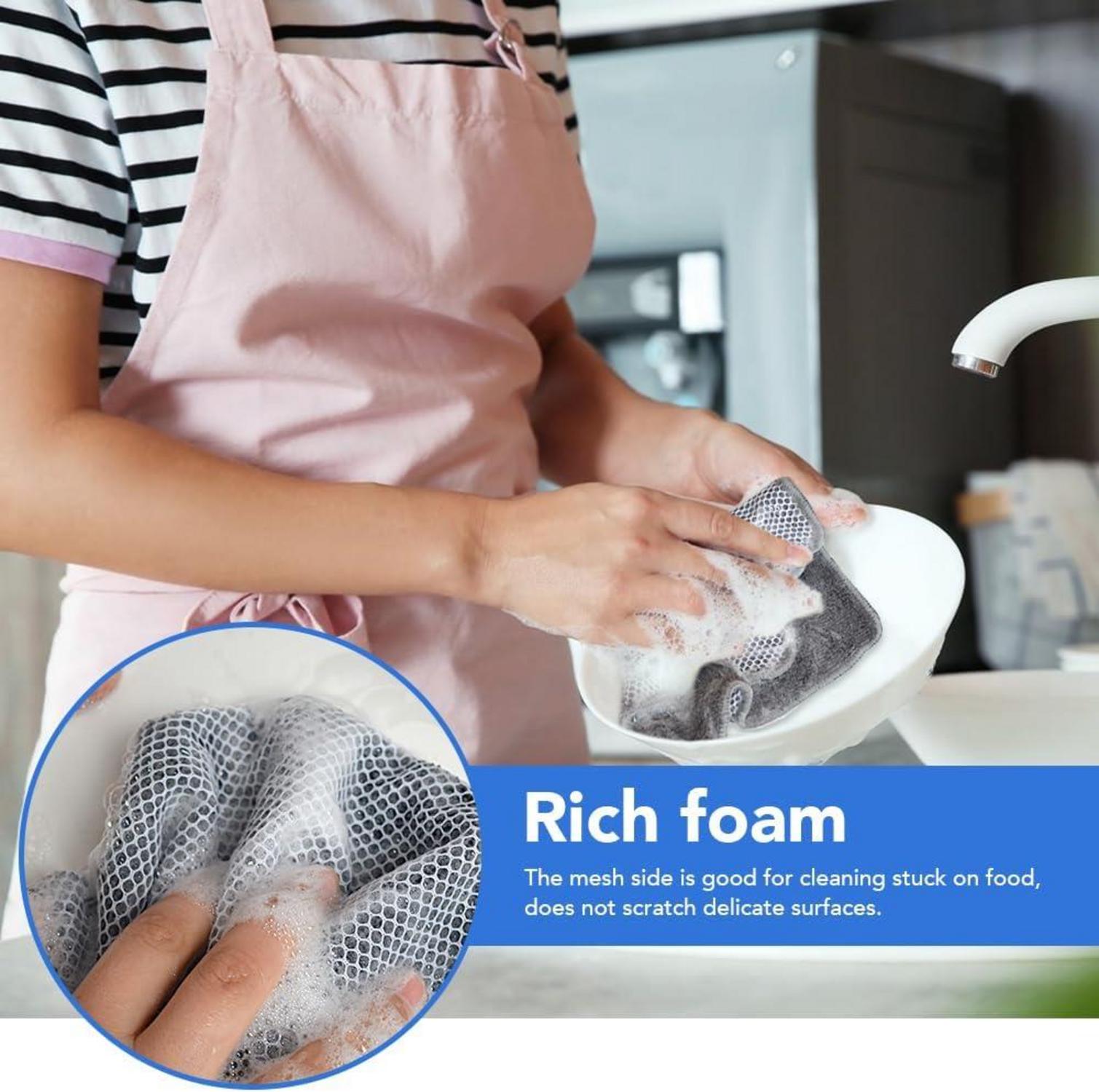 Microfaser Spültücher Spüllappen waschbar Poly-Mesh-Scheuerseite 8er
