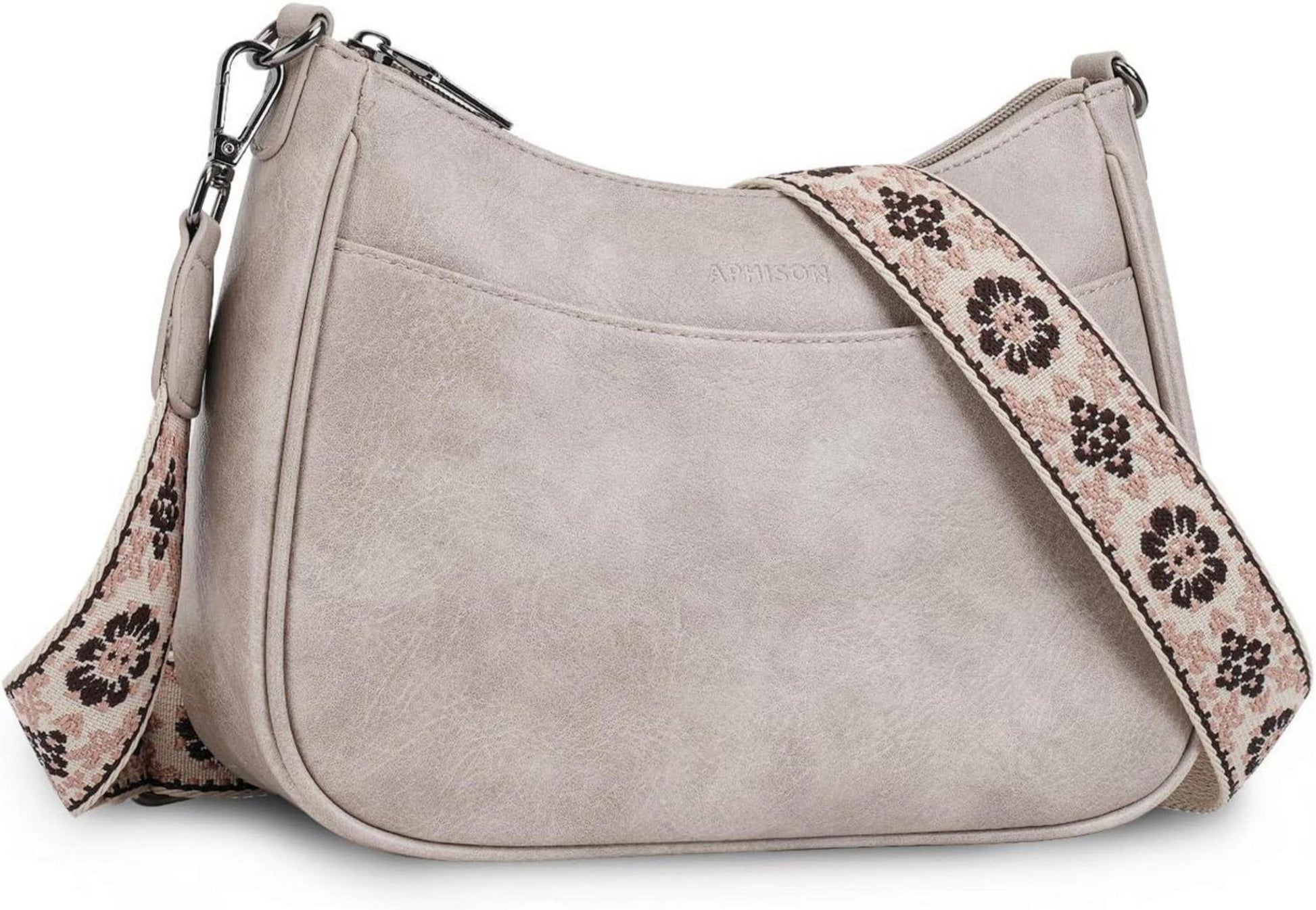Kleine Crossbody Umhängetasche veganem Leder mit breitem Gurt