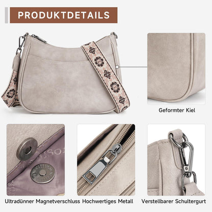 APHISON Crossbody Bag Schultertasche Umhängetasche Damen vegan Leder grau