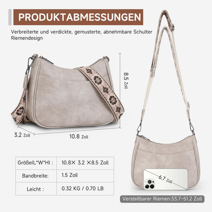 Kleine Crossbody-Tasche mit breitem Gurt aus veganem Leder und