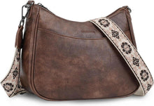 Kleine Damen Crossbody Umhängetasche veganem Leder mit Breitem Gurt