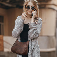 Kleine Crossbody Schultertasche Damen veganem Leder kaffee