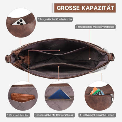 APHISON Klein Crossbody Bag veganem Leder Damen Umhängetasche kaffee