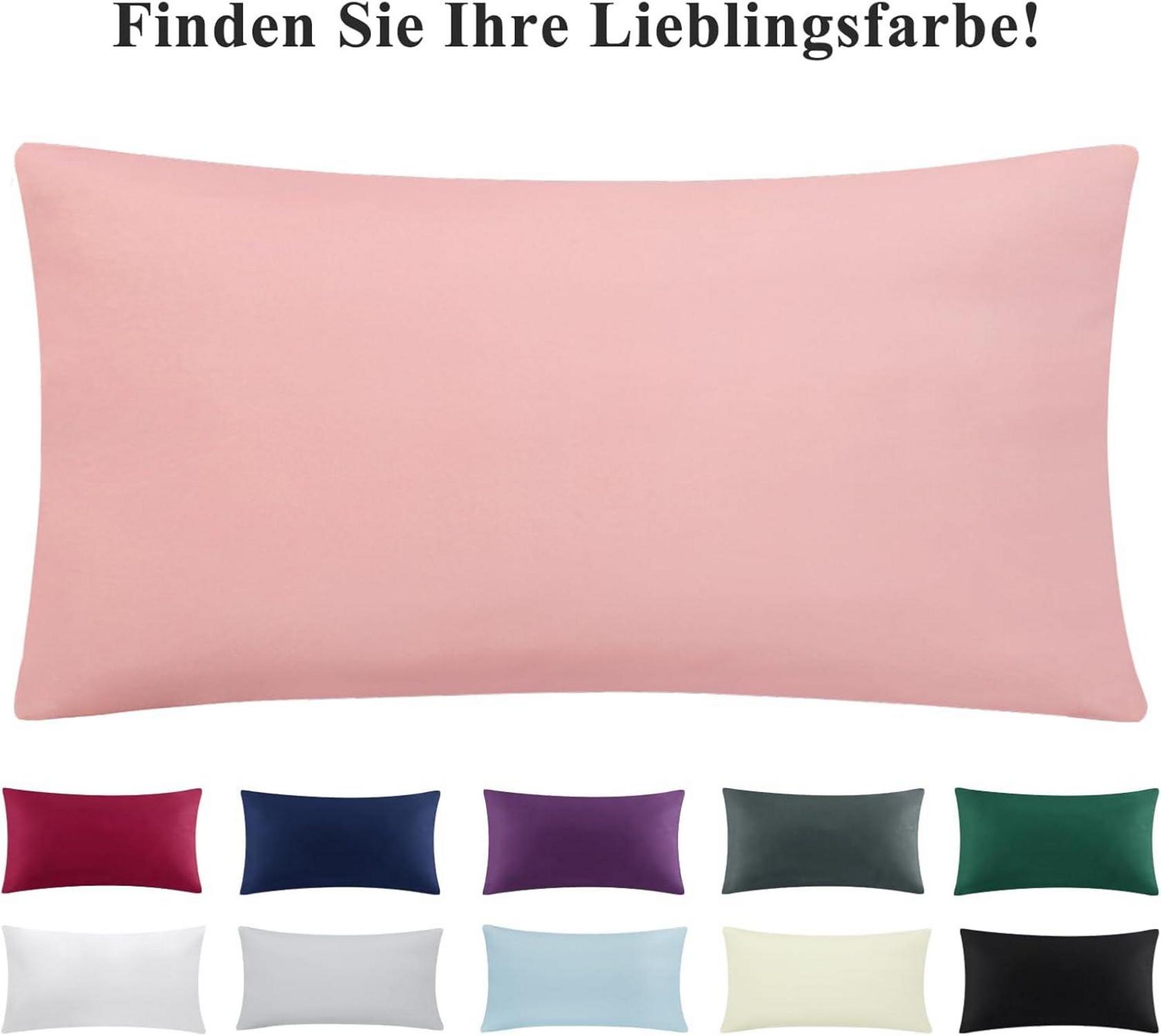 2er Set Kissenbezug 40x80 Pfirsch Rosa Mikrofaser Reißverschluss