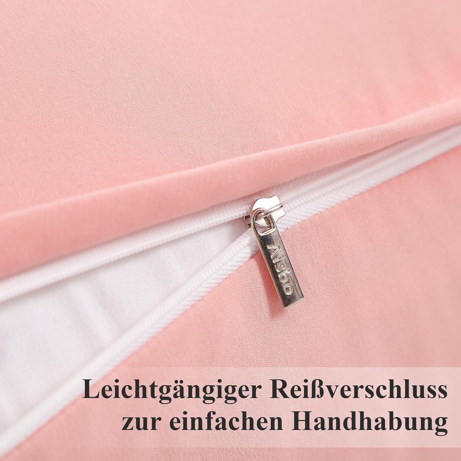 2er Set Kissenbezüge 80x80 Pfirsch Rosa Mikrofaser mit Reißverschluss