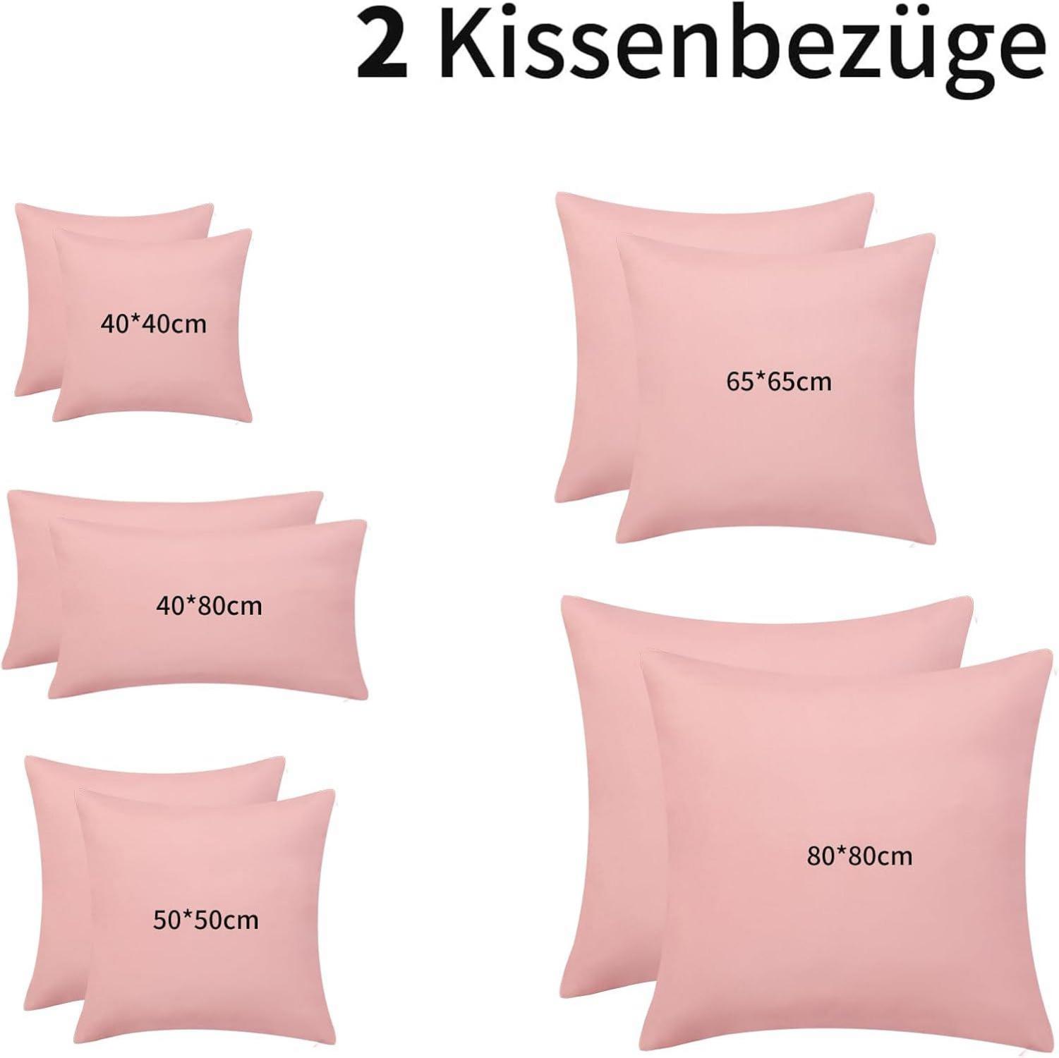 Kissenbezug 80x80 2er Set Pfirsch Rosa Mikrofaser Reißverschluss