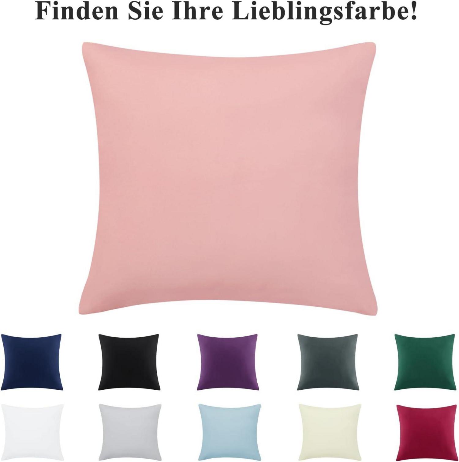2er Set Kissenbezug 80x80 Pfirsch Rosa Mikrofaser Weich Reißverschluss