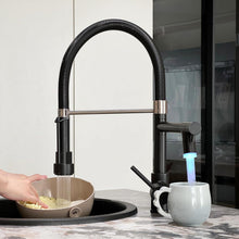 LED Schwarz Wasserhahn Küche mit Schloss Brause Ausziehbar