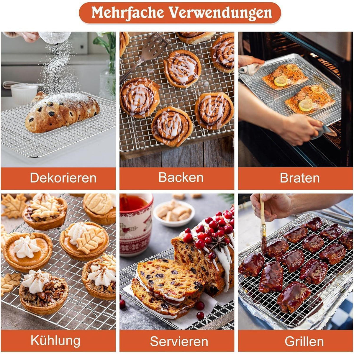Abkühlgitter 2er-Set Edelstahl, Kuchengitter für Backen & Grillen