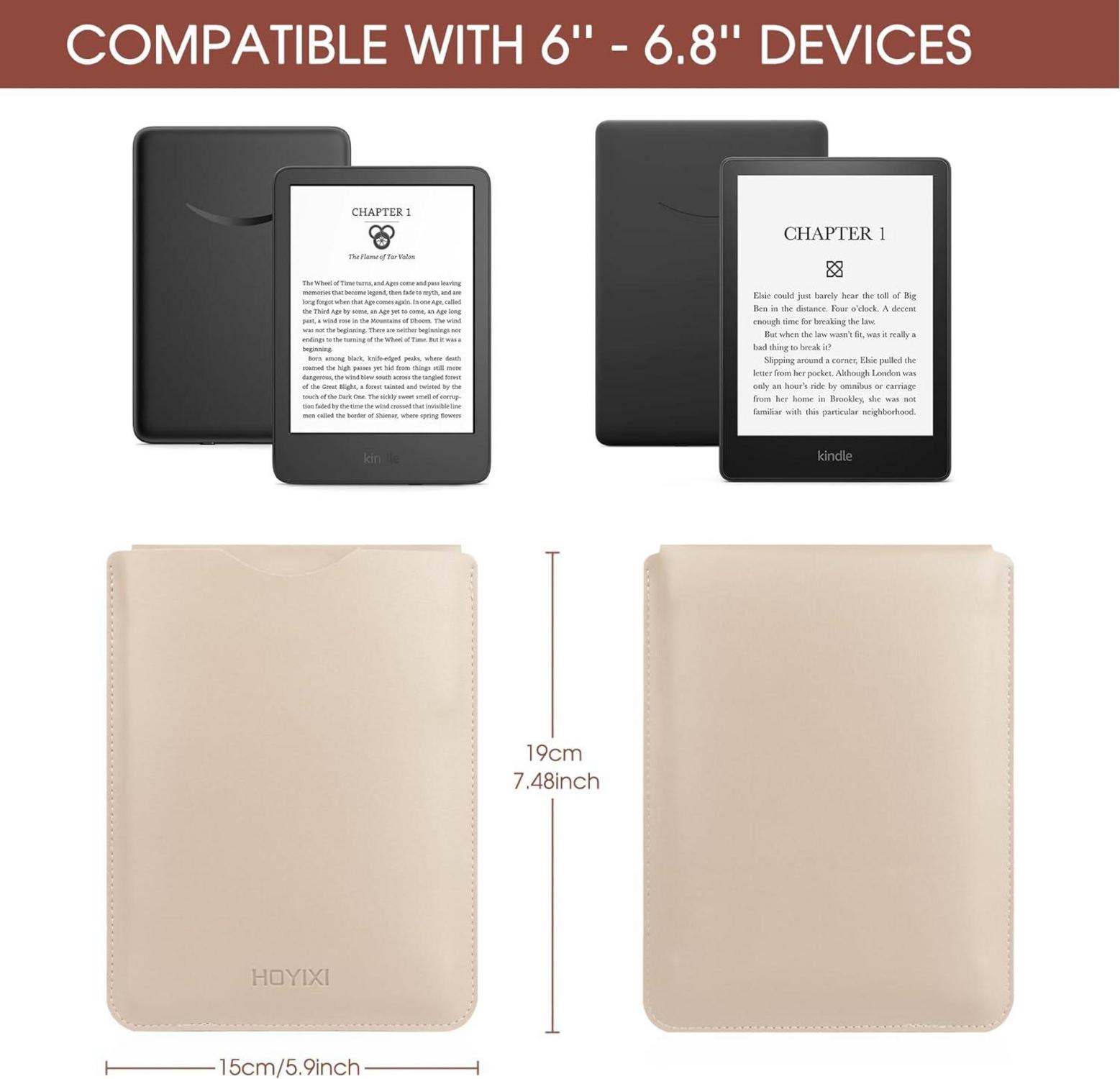Lederhülle für 6,8 Zoll E-Book Reader, Weiß, HoYiXi