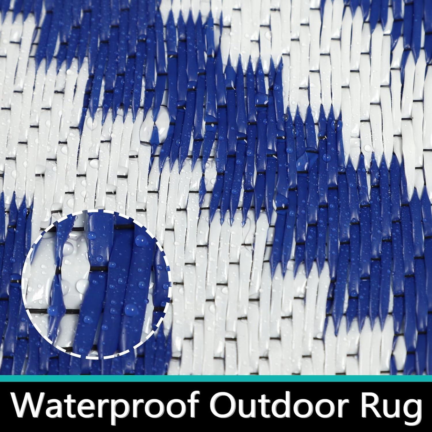 Outdoor Teppich Wetterfest Kunststoff 150x245 cm Blau
