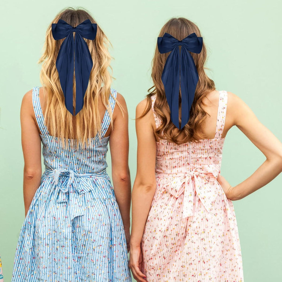 Haarspange mit großer Schleife und langem Band, Navy Blau