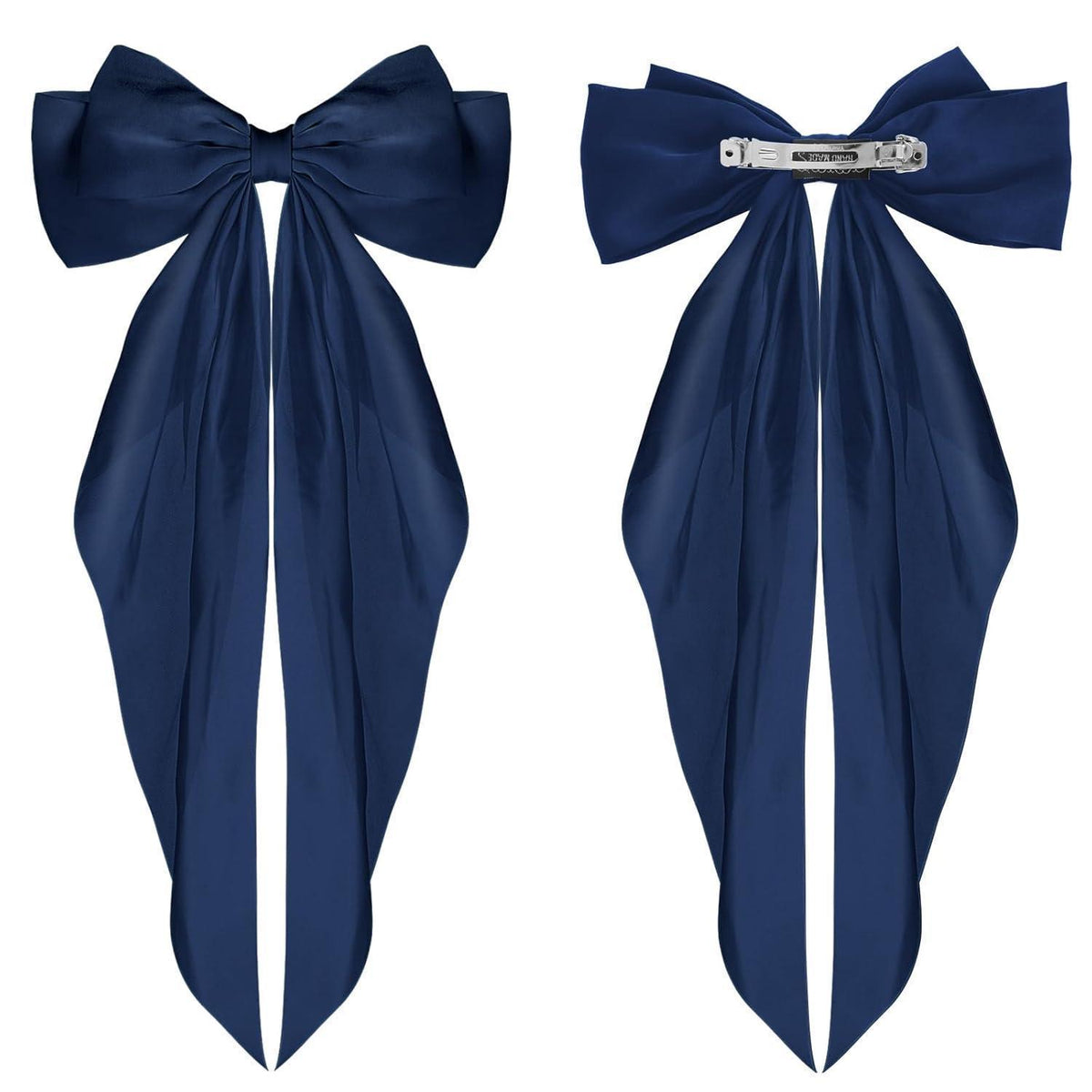 Haarspange mit großer Schleife und langem Band, Navy Blau