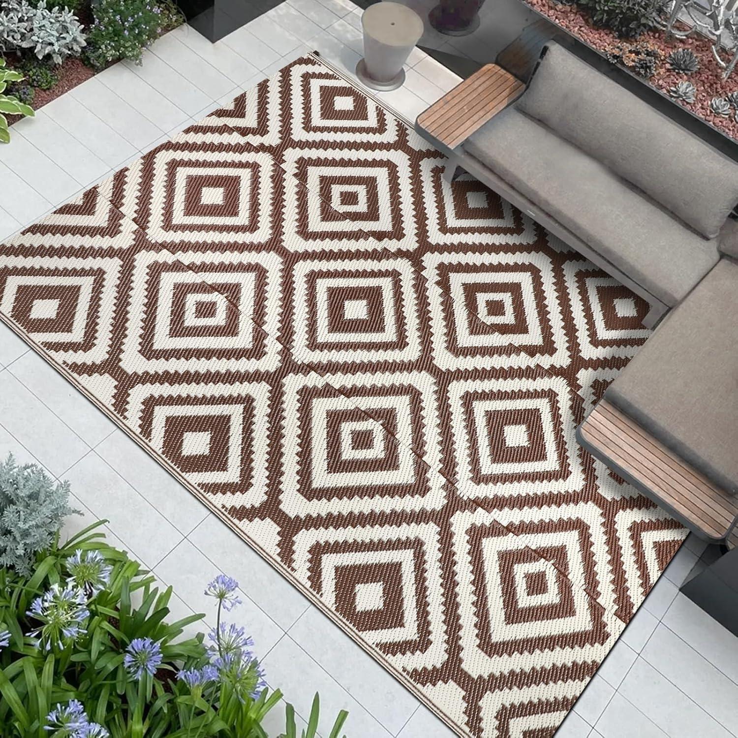 Outdoor Teppich Wetterfest Balkon Gartenteppich 150x245 cm Beige