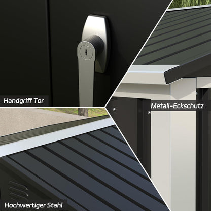 Metall Gerätehaus 2m² mit Satteldach – Garten Schuppen Schwarz