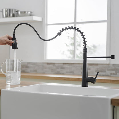 Wasserhahn Küche Schwarz Hochdruck mit herausziehbarer Brause