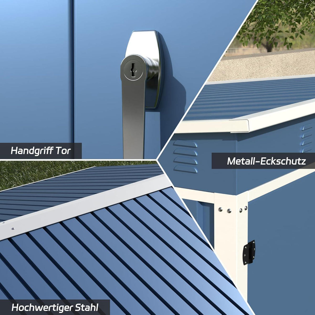 Metall Gerätehaus 2m² mit Satteldach – Blau