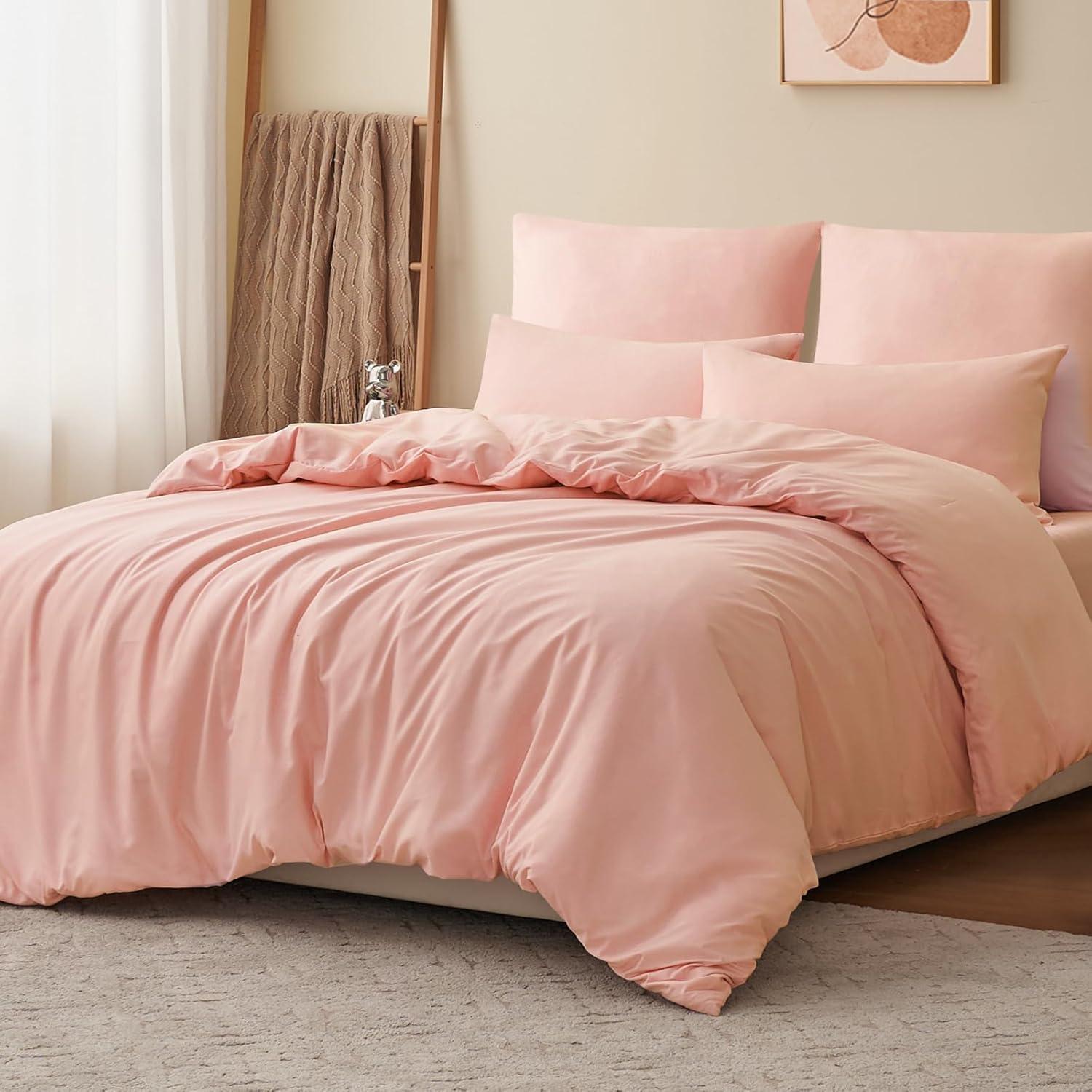 Bettwäsche 220x240 3teilig Rosa Mikrofaser Set mit
