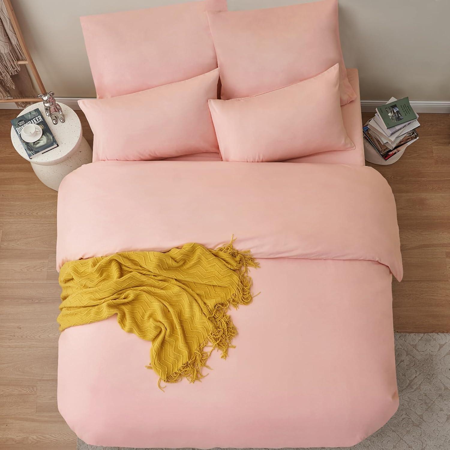 Bettwäsche 220x240 3tlg. Rosa Mikrofaser Reißverschluss Bügelfrei