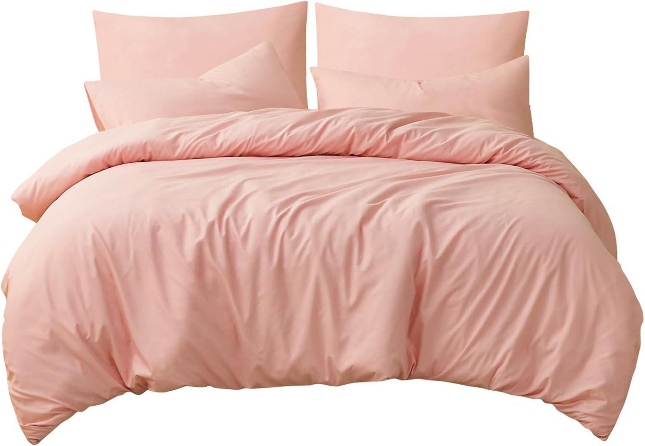 Bettwäsche 220x240 Pfirsch Rosa Set 3teilig Mikrofaser Reißverschluss