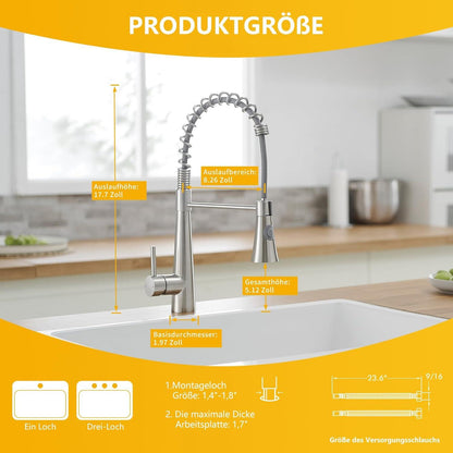 TIMACO Wasserhahn Küche mit ausziehbarer Brause, Spültischarmatur Mischbatterie