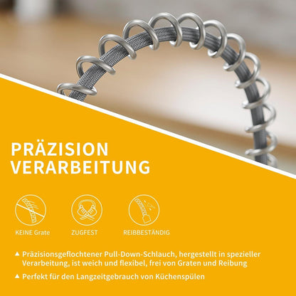 Wasserhahn Küche mit herausziehbarer Brause Gebürstetes Nickel