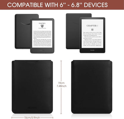 Schwarze 6,8 Zoll E-Reader Lederhülle für