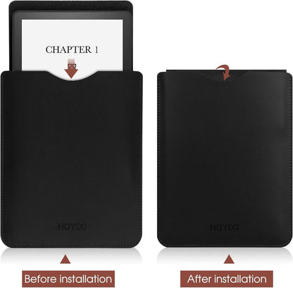 E-Reader Hülle Leder Schutzhülle 6,8 Zoll Schwarz Flip-In-Design