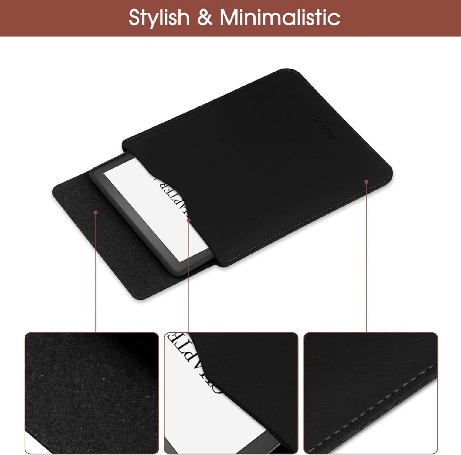 HoYiXi 6,8 Zoll Schwarz E-Book Reader Lederhülle Schutzhülle Tasche