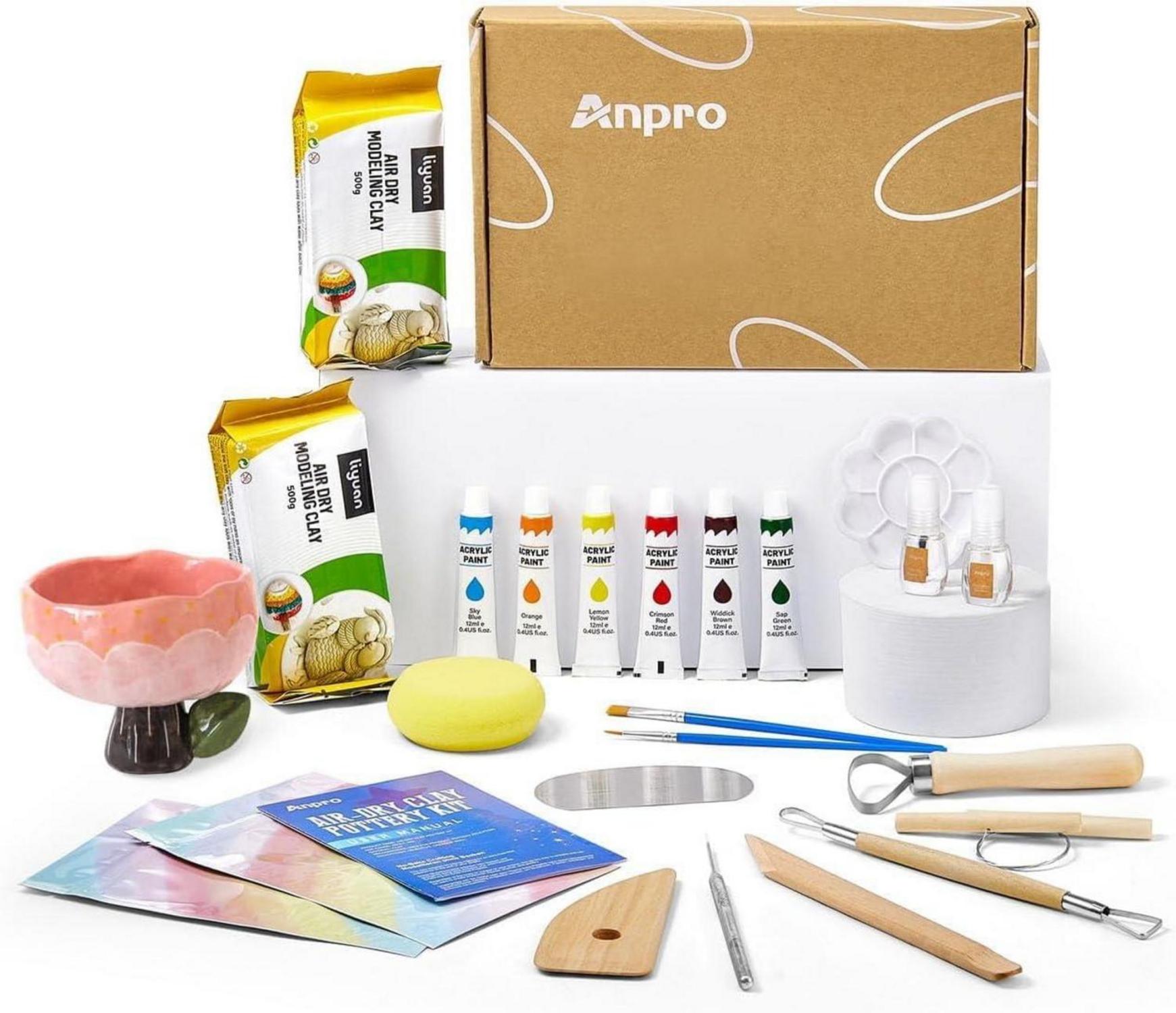 Ton-Töpfer-Set für Anfänger, DIY-Ton-Spielset mit hochwertigen Farben