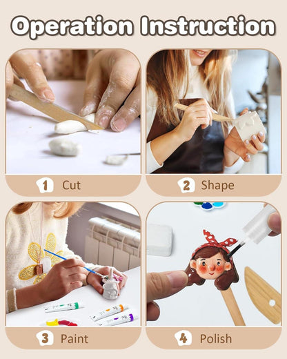 Anpro Home Ton-Töpfer-Set für Anfänger, DIY-Spielsetpottery, Werkzeug, Farbe