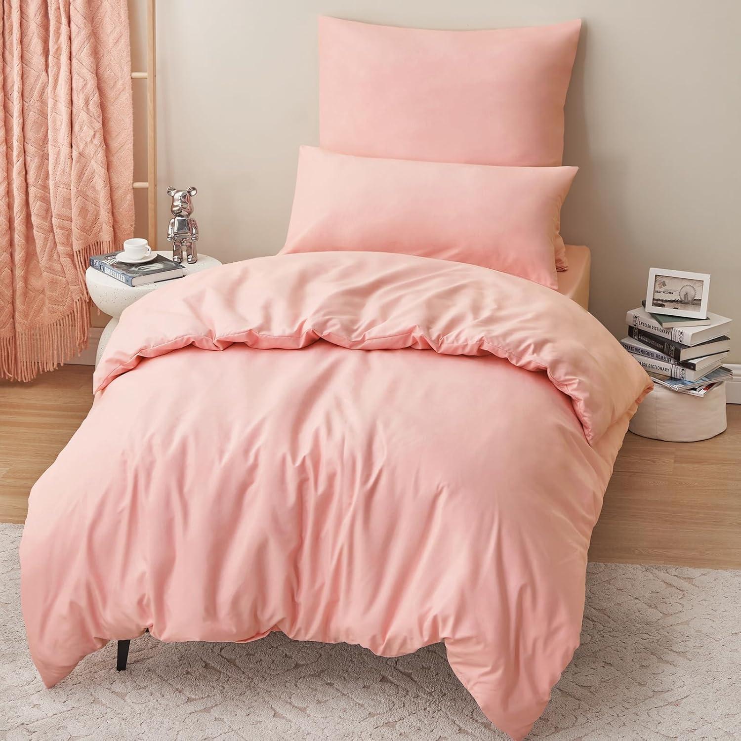 Bettwäsche Set 155x220 2teilig Rosa Mikrofaser Reißverschluss