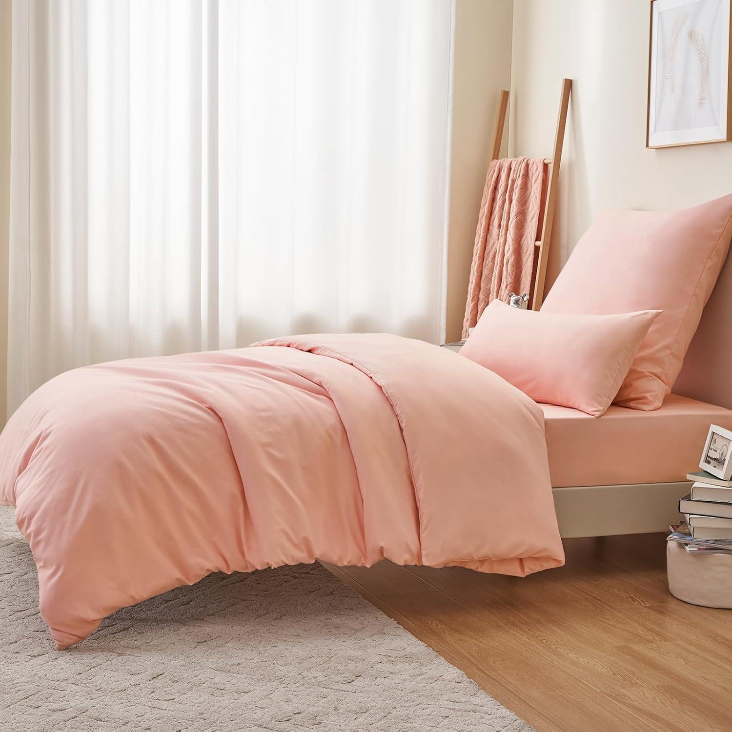 Bettwäsche Set 155x220 Rosa Mikrofaser Reißverschluss