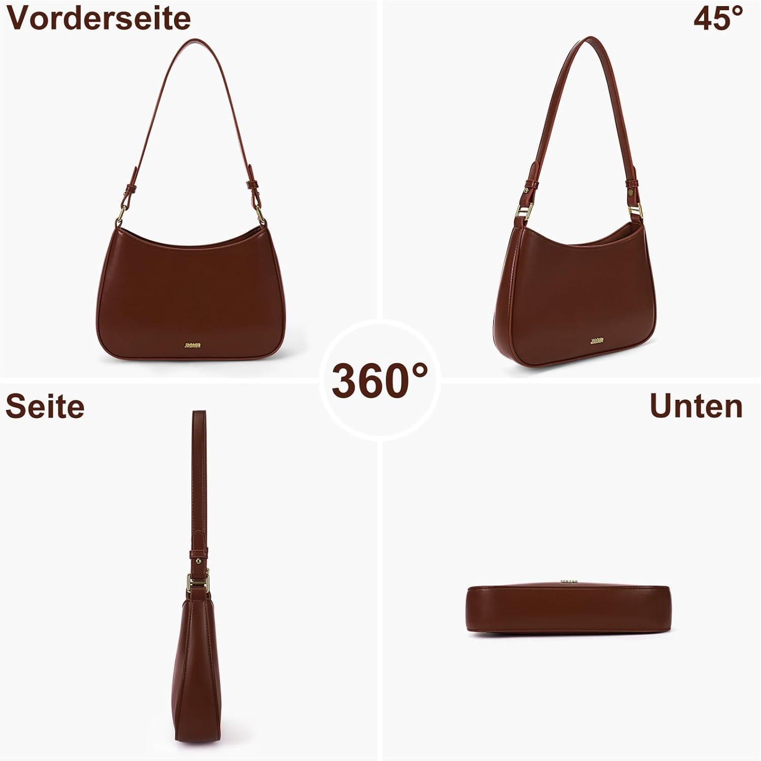 Elegante Damen Handtasche Crossbody Umhängetasche PU Leder Schwarz