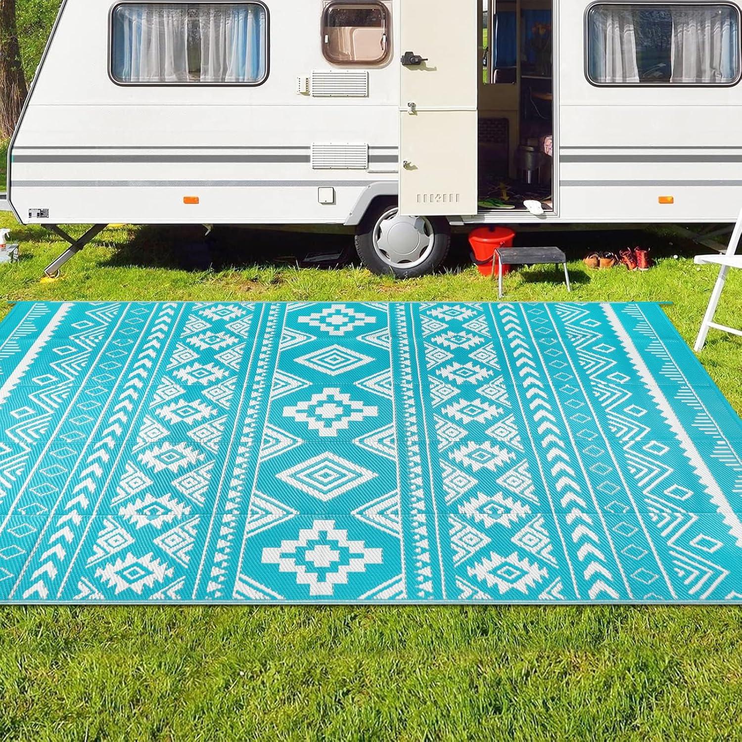 Outdoor Teppich Wetterfest Wendbar Gartenteppich Kunststoff Faltbar