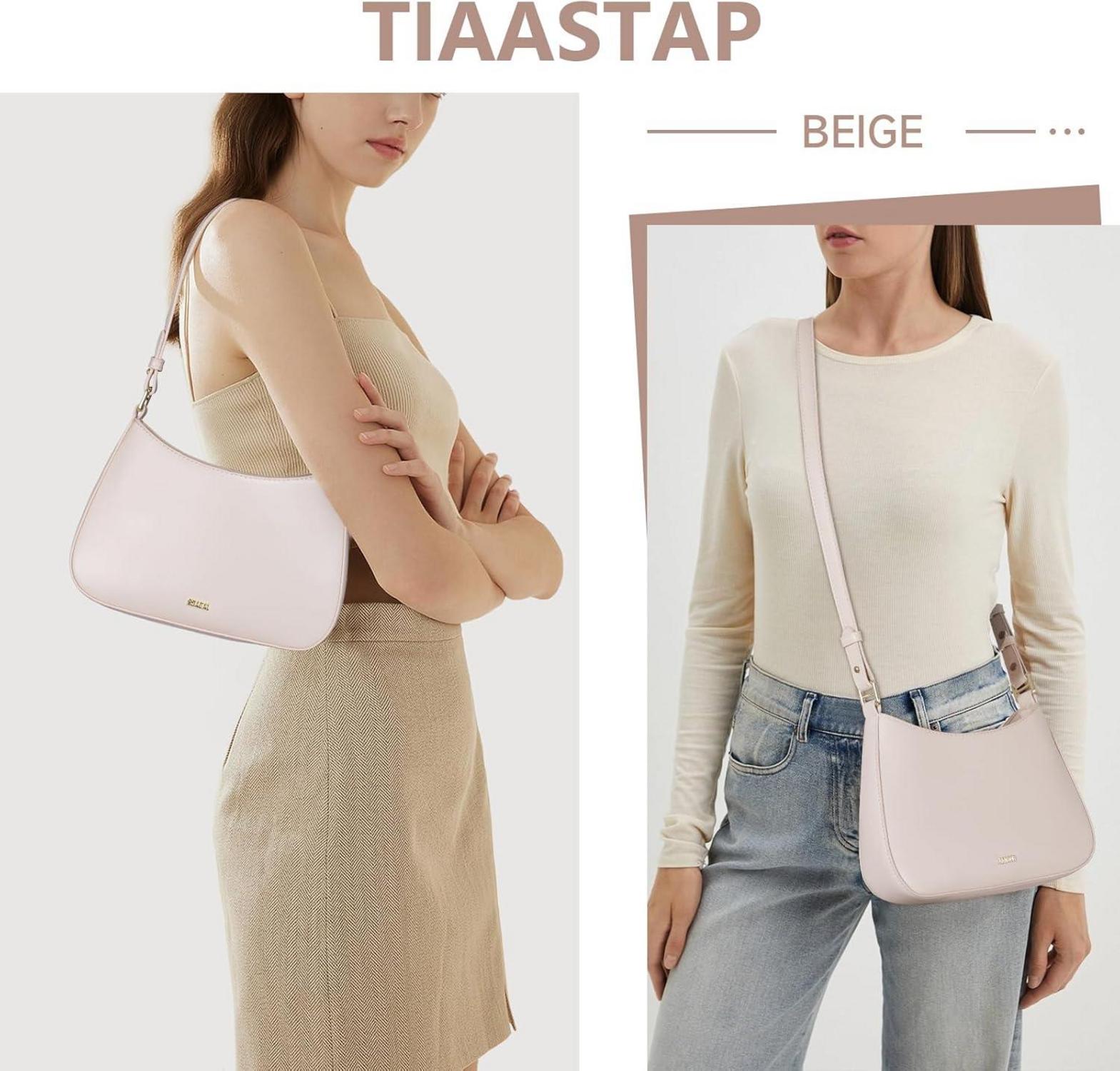 Elegante TIAASTAP Damen Handtasche klein Hobo Bag PU Leder