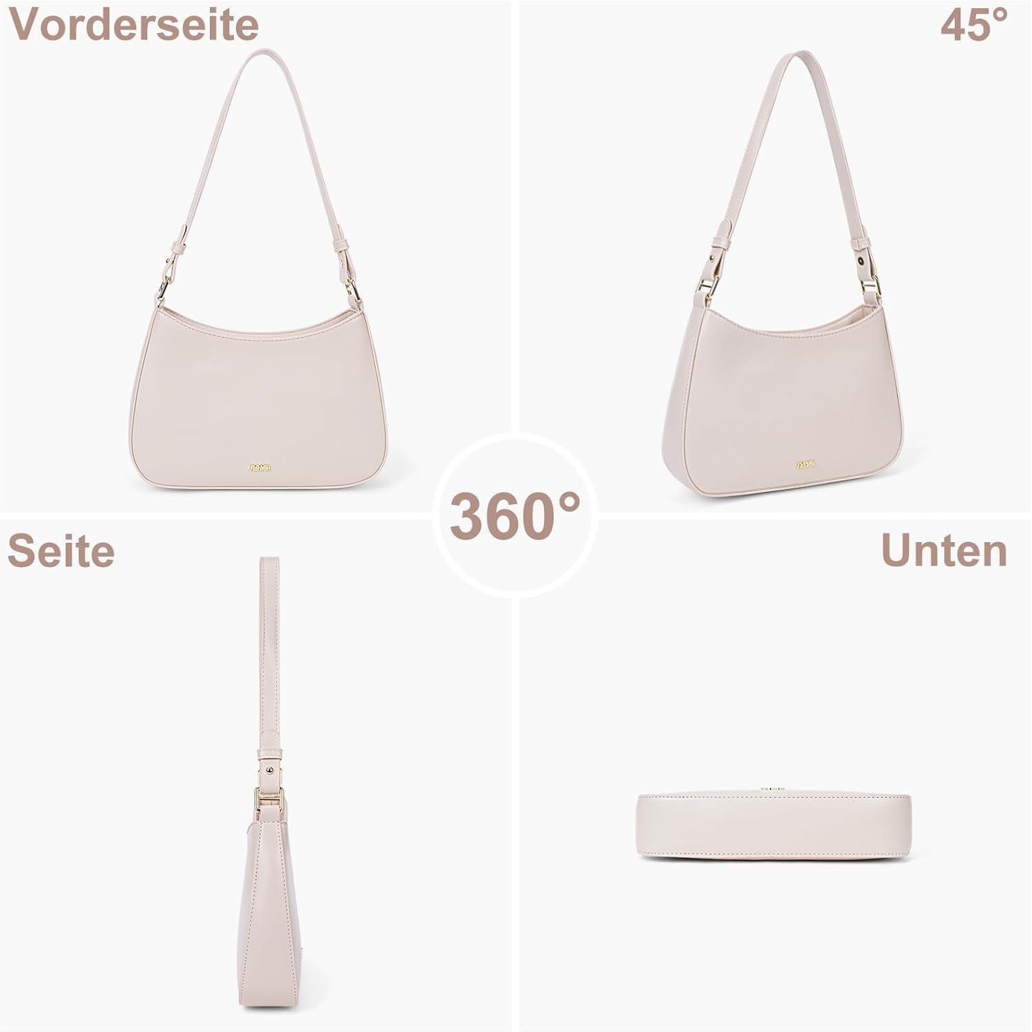 Elegante Damen Handtasche Hobo Bag Y2K Schultertasche Beige