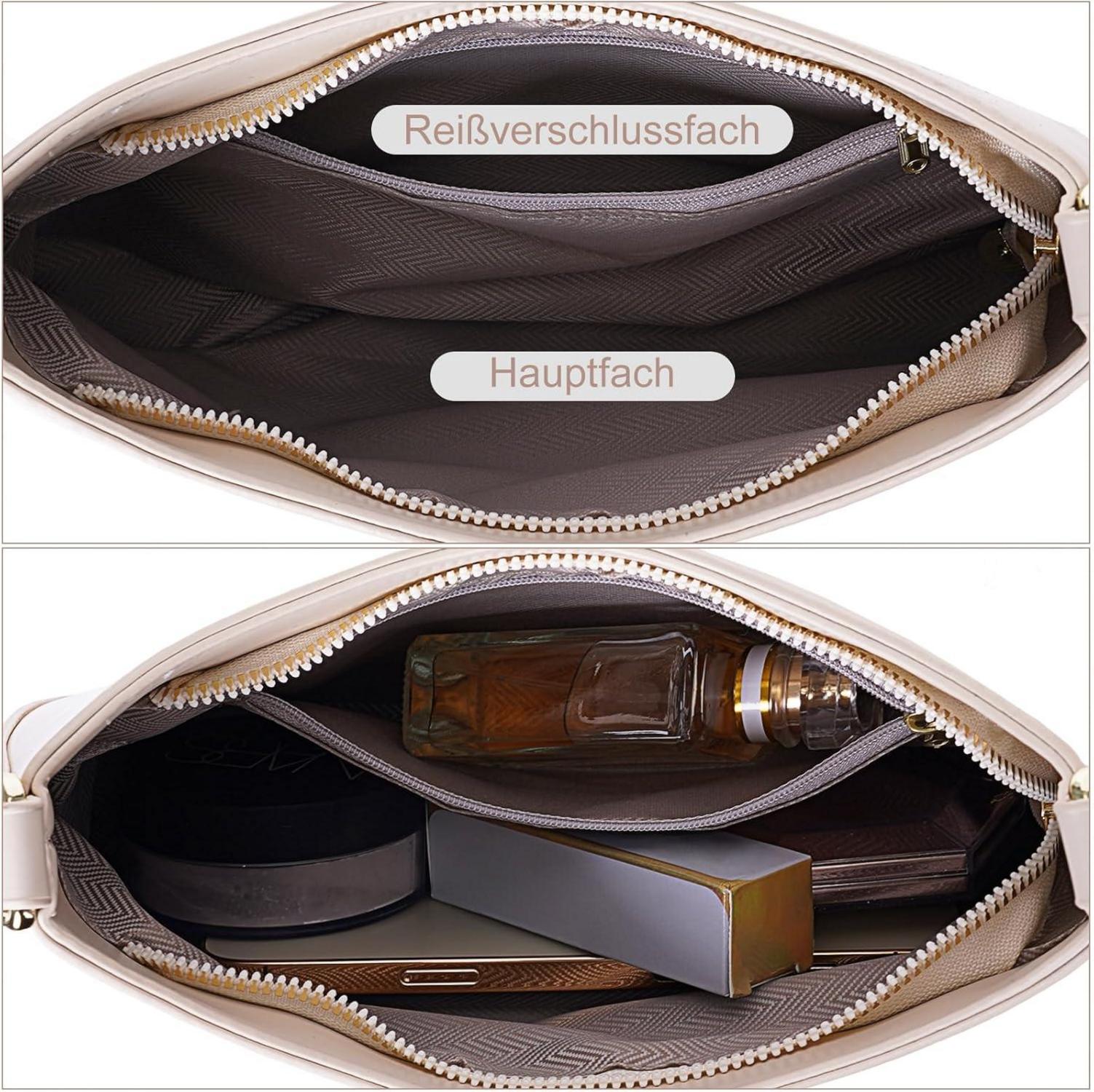 TIAASTAP Damen Handtasche klein PU Leder Umhängetasche Beige