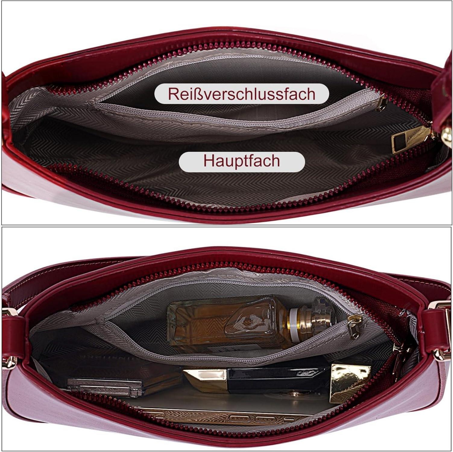 Kleine Damen Handtasche PU Leder Schultertasche Y2K Design Rot
