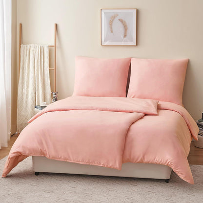 Bettwäsche Set 135x200 4teilig Rosa Mikrofaser Weich & Bügelfrei