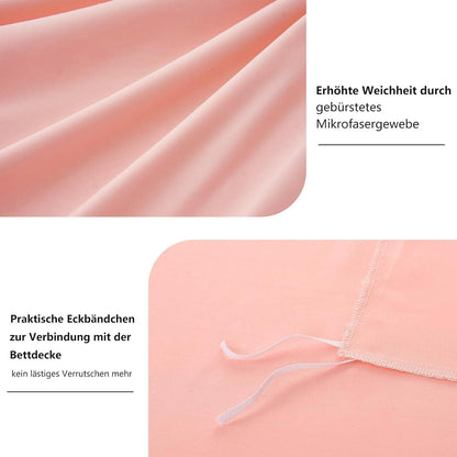Bettwäsche Set 135x200 Rosa Mikrofaser 4tlg mit Reißverschluss