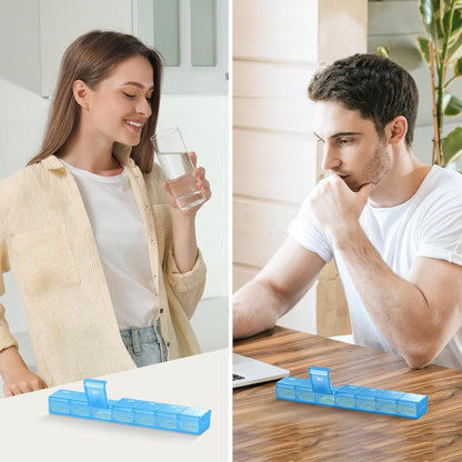 Tablettenbox 7 Tage Medikamentenbox BPA-frei tragbar Blau
