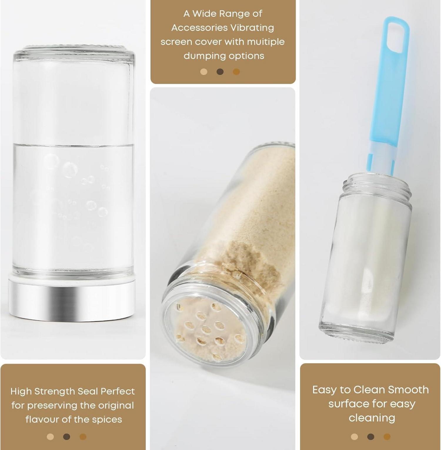 24tlg. Gewürzglas Set mit Edelstahldeckel und Streueinsatz
