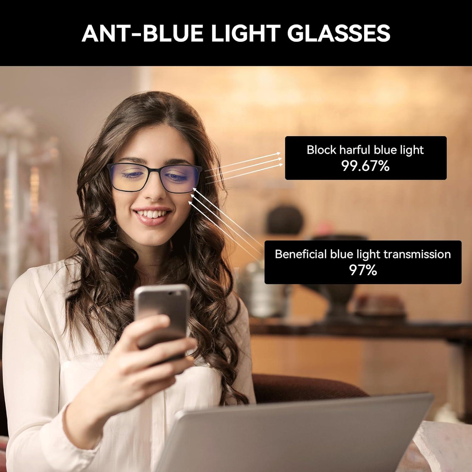 ZENOTTIC Blaulichtfilter Lesebrille Herren Eckig Anti-Glanz
