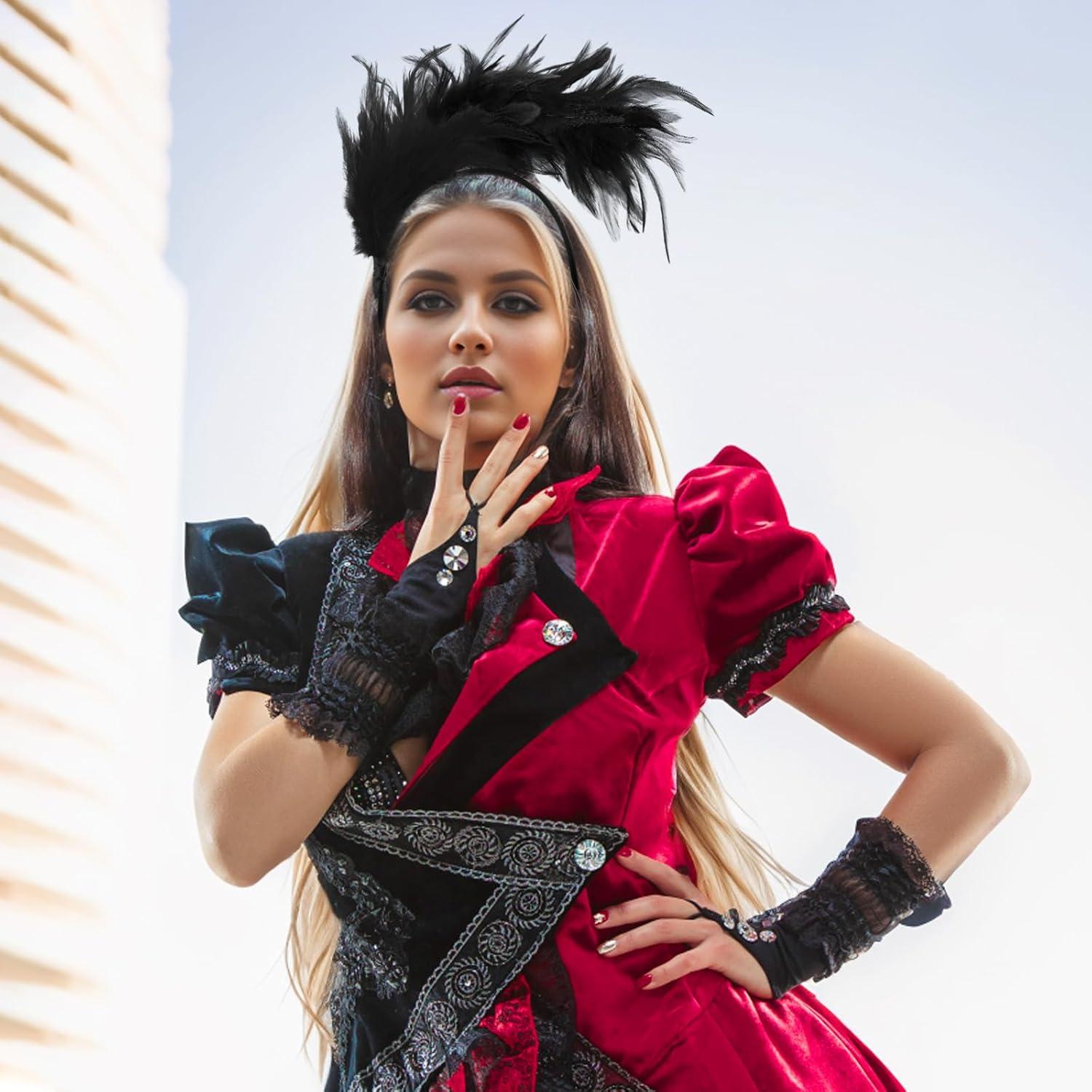Feder Stirnband Fascinator 20er Jahre Haarschmuck Schwarz für Frauen