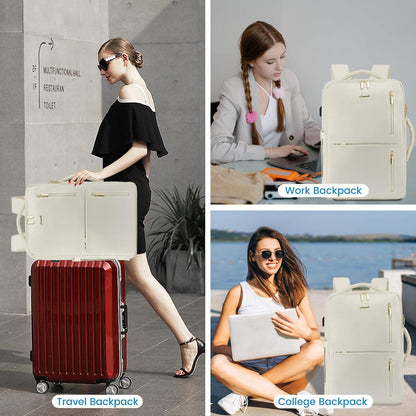 Handgepäck Rucksack Reiserucksack Damen Herren 30-40l 18 Zoll Beige