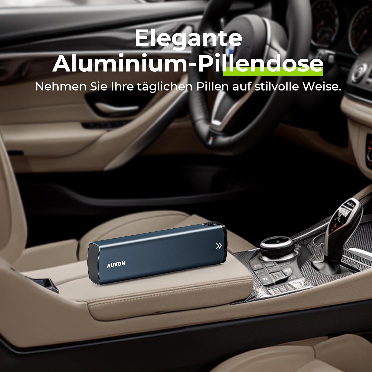 AUVON Tablettenbox 7 Tage Aluminium Schiebedesign Pillendose