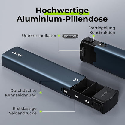 Tablettenbox 7 Tage Aluminium Pillendose Schiebedesign Vitamine