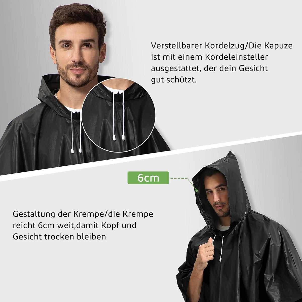 Regenponcho Damen Herren Wasserdicht 2er Set mit Rucksackabdeckung