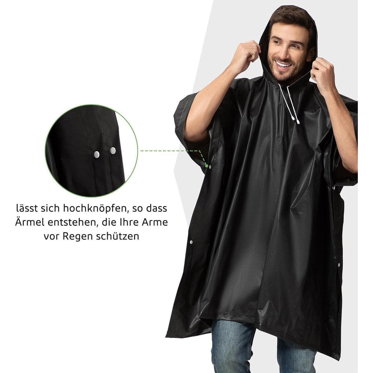 Regenponcho Damen Herren Wasserdicht 2er Set mit Rucksackabdeckung